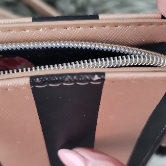 Betsey Johnson Black and Gold Striped Clutch with Heart Accent - Picture 10 of 11